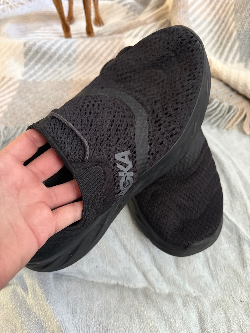 Hoka One One Men's Black Slip-On Mesh Running Sneakers